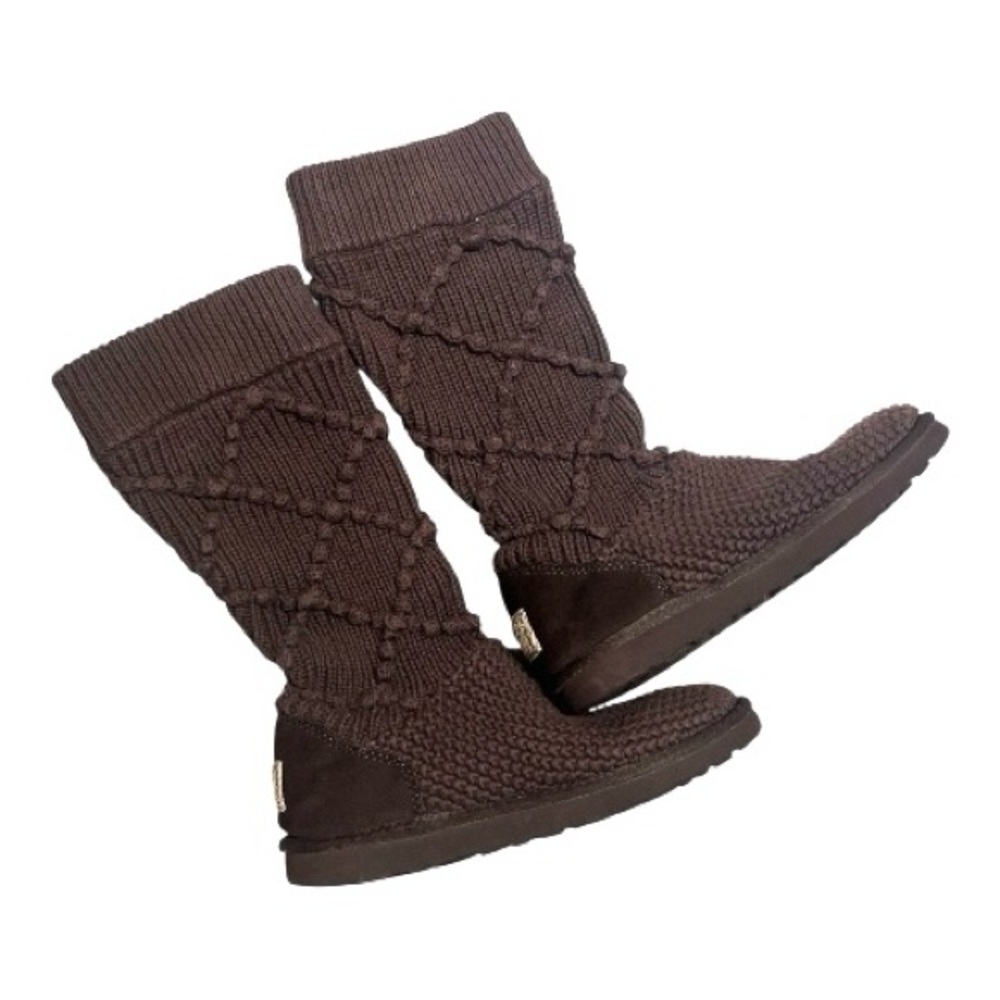 UGG 5879 Classic Argyle Knit Cardi Boot Brown sz 7 - Picture 3 of 7
